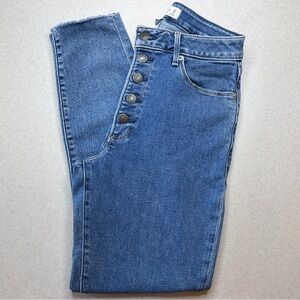 A&F Curve Love Super Skinny Ankle Jean 27 Regular Exposed Button Fly Medium Wash